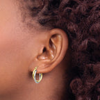 10K Two-Tone Polished Twist Hoop Earrings for Women Elegant 19mm Design