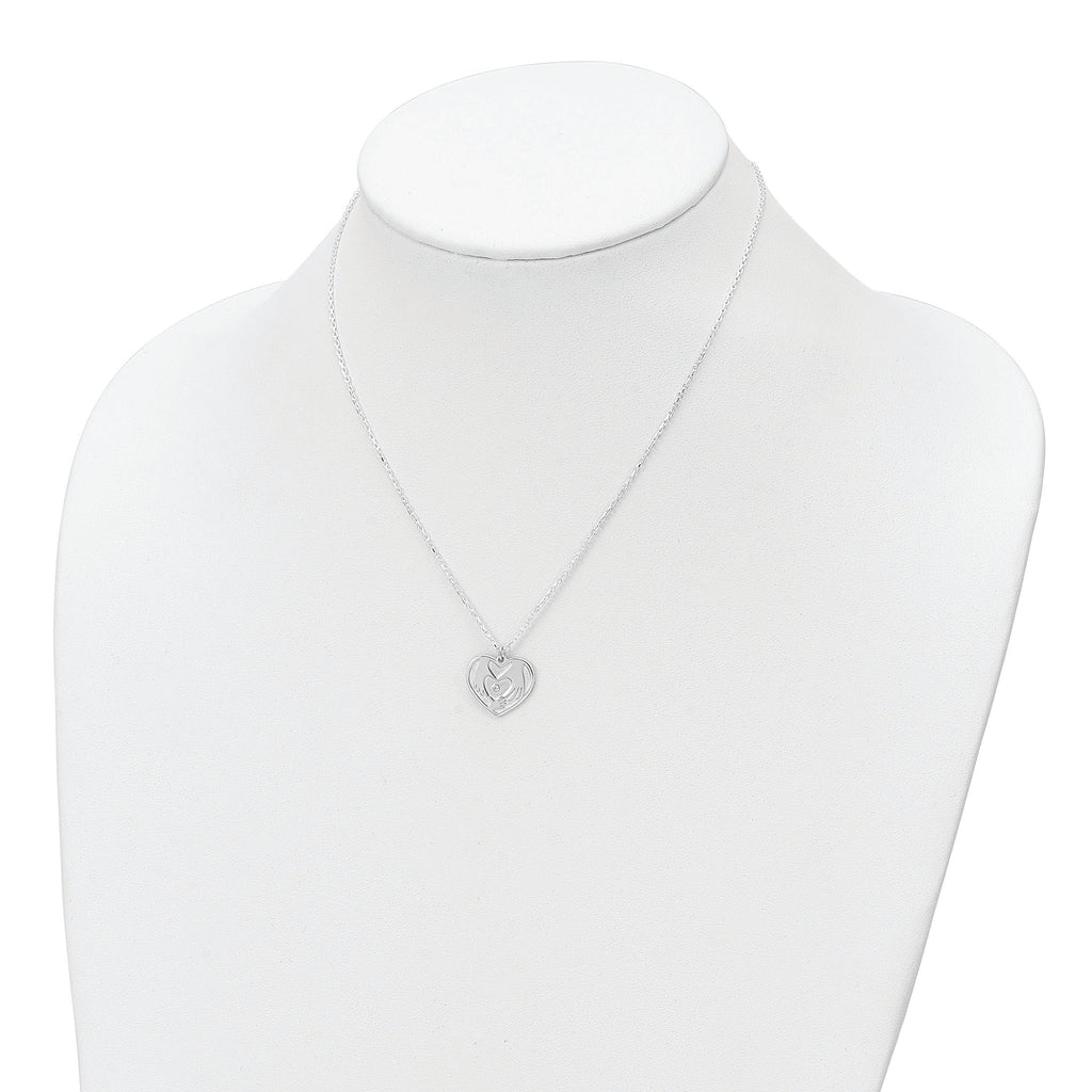 Sterling Silver CZ Hands in Heart Necklace