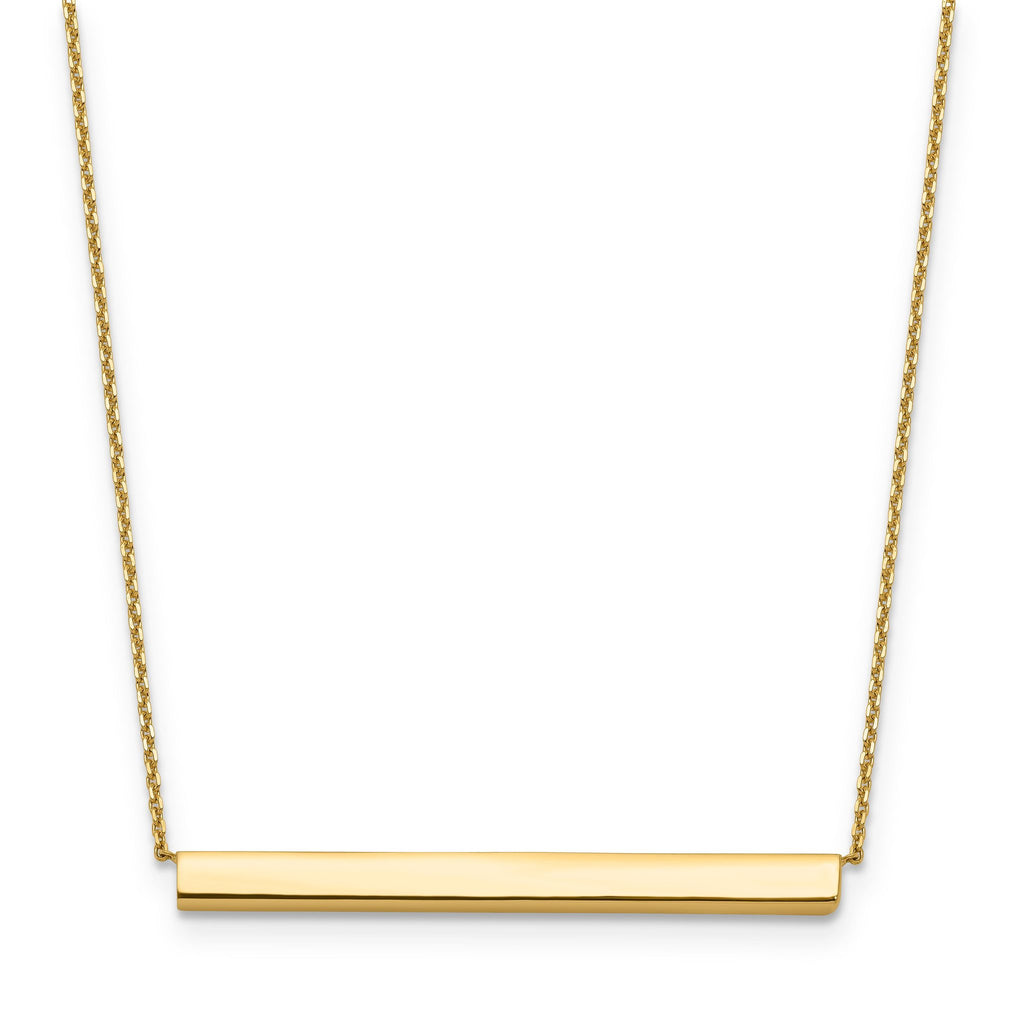 14K Polished with 1in ext. Bar Necklace