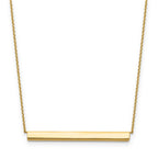 14K Polished with 1in ext. Bar Necklace