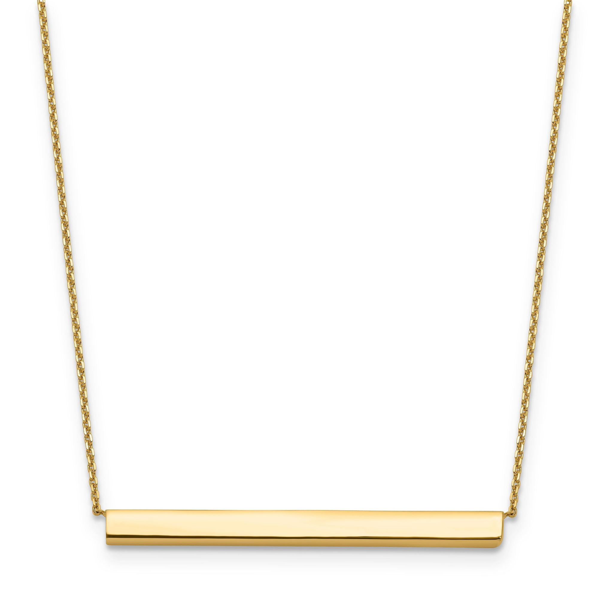 14K Polished with 1in ext. Bar Necklace
