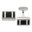 Black Rubber Rectangle Cufflinks in Stainless Steel