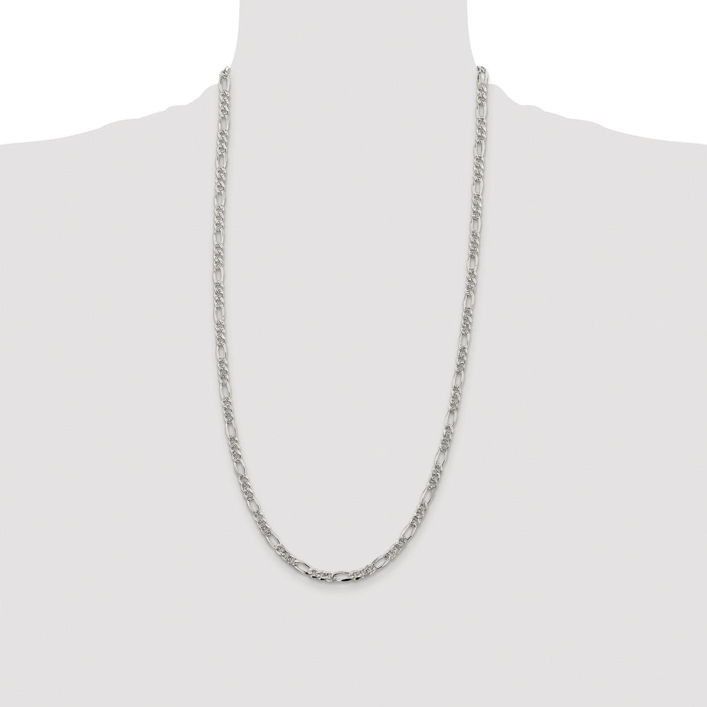 Pavé Flat Figaro Chain in Sterling Silver