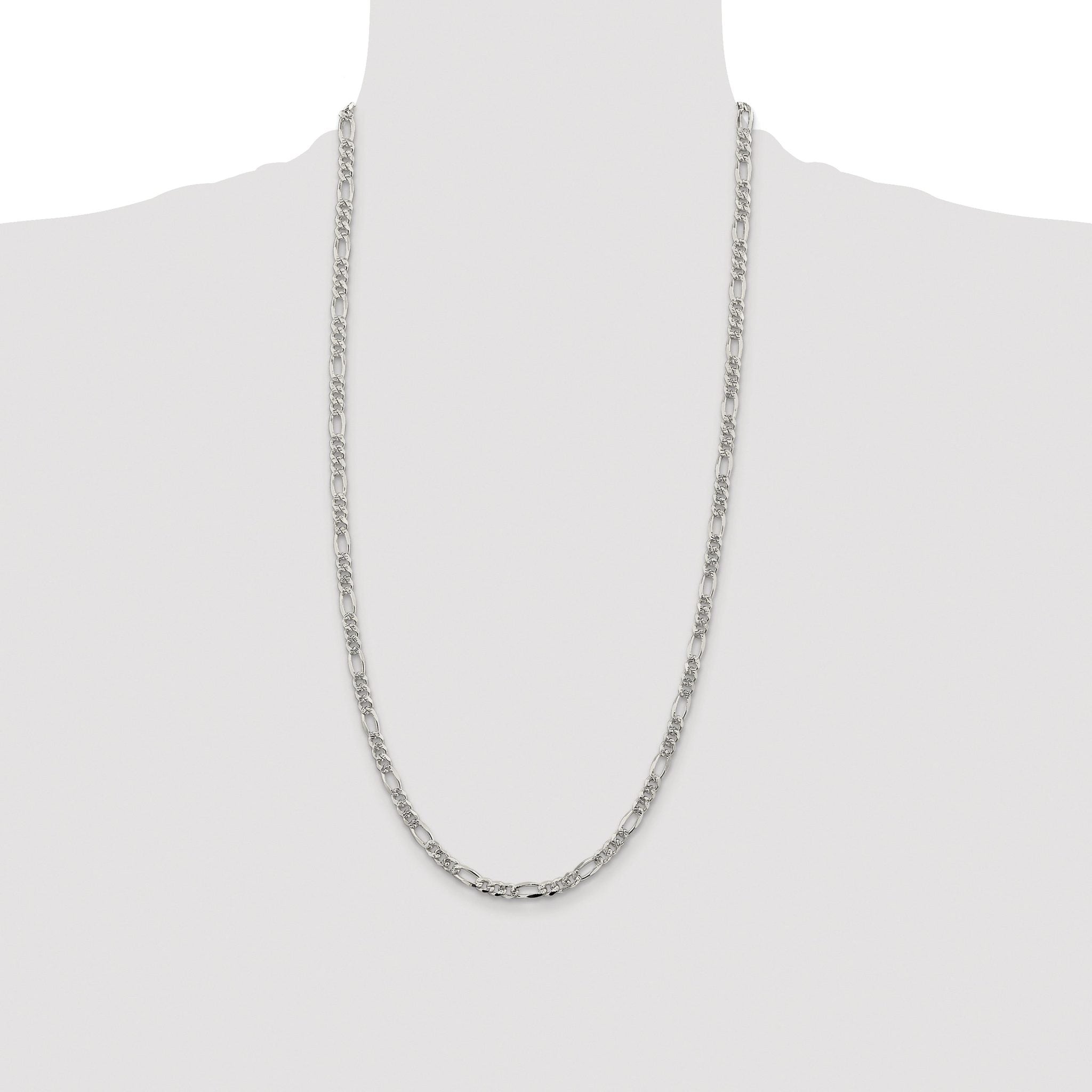 Pavé Flat Figaro Chain in Sterling Silver