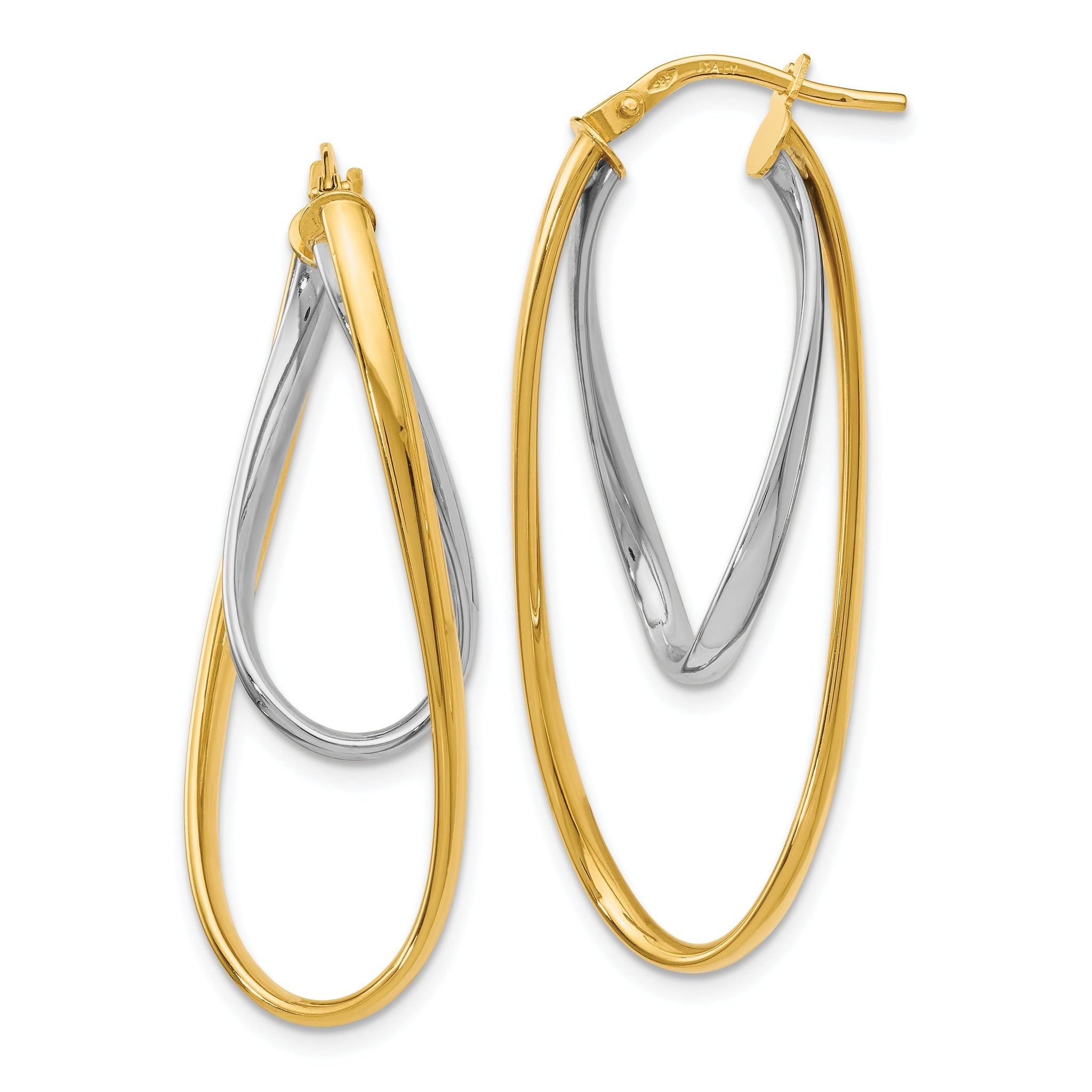 14K Two-Tone Polished Hoop Earrings Main image