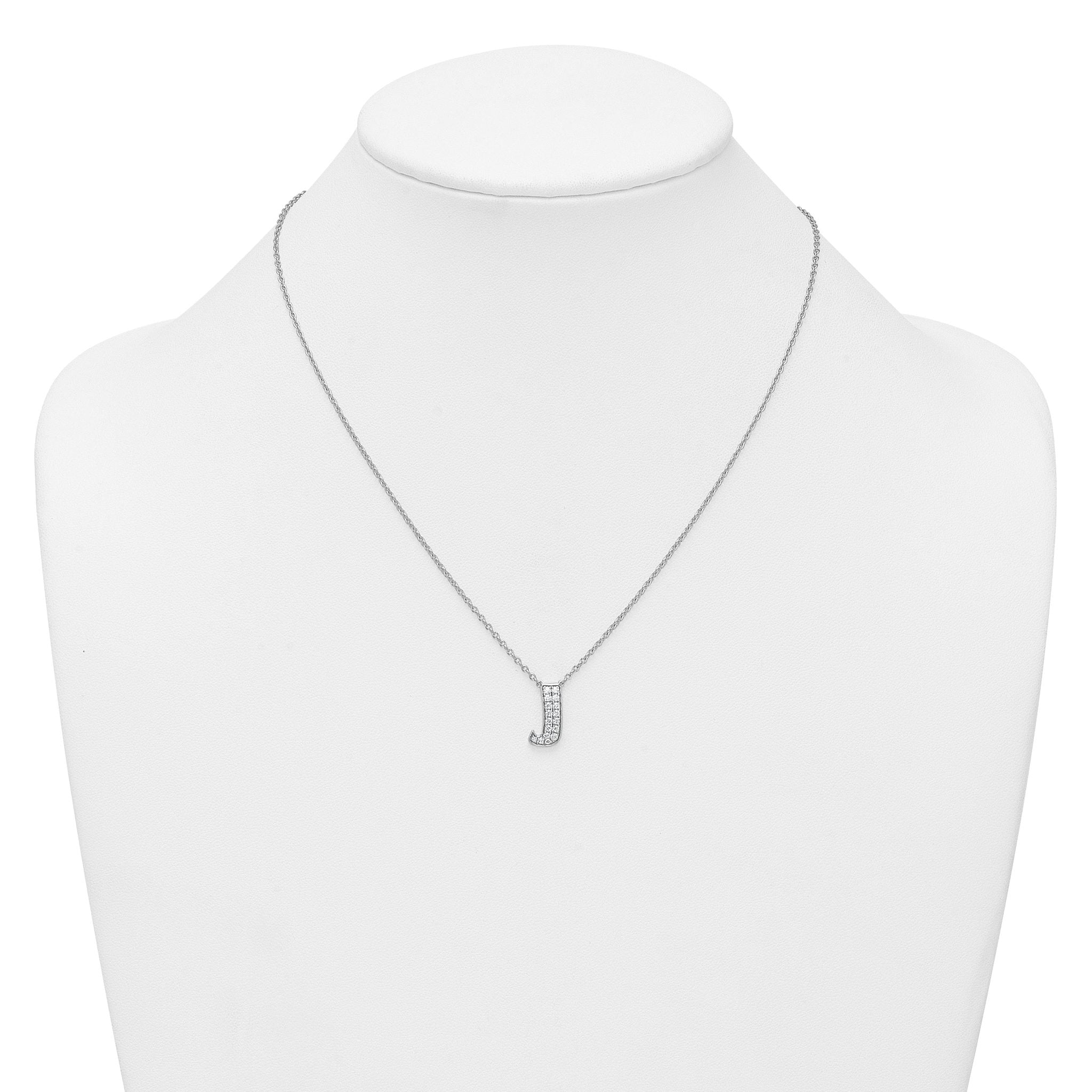 14k White Gold 1/3 carat Lab Grown Diamond VS+ F+ Complete Letter J 18 inch Initial Necklace