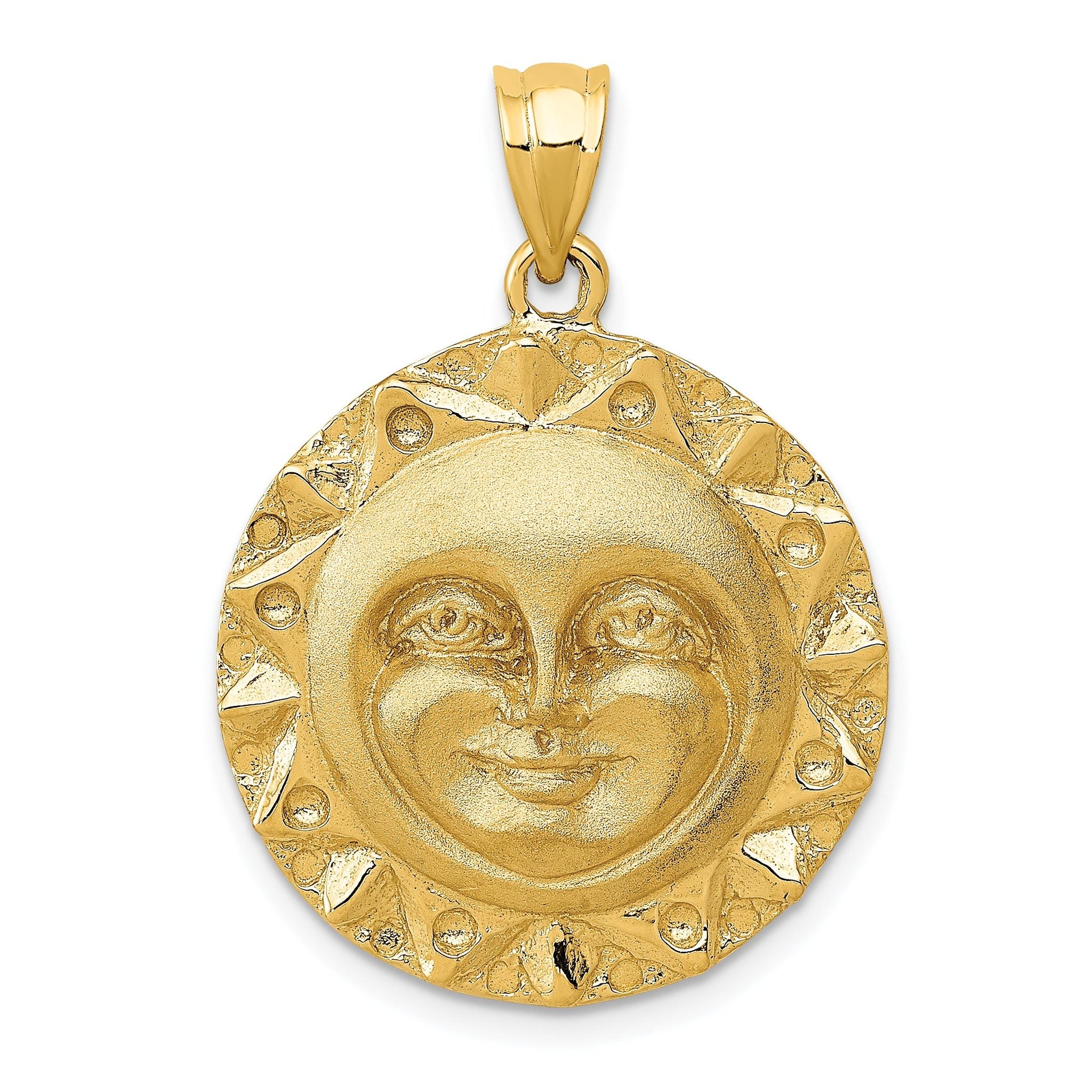 14K Gold Men's Sun Pendant with Polished Satin Finish  Timeless Elegance and Versatile Style Main image