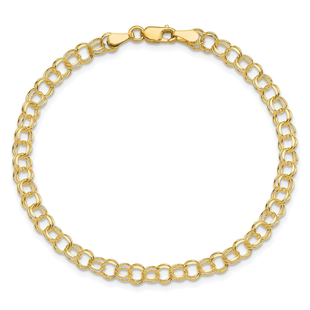 10KY Solid Double Link Charm Bracelet