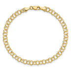 10KY Solid Double Link Charm Bracelet