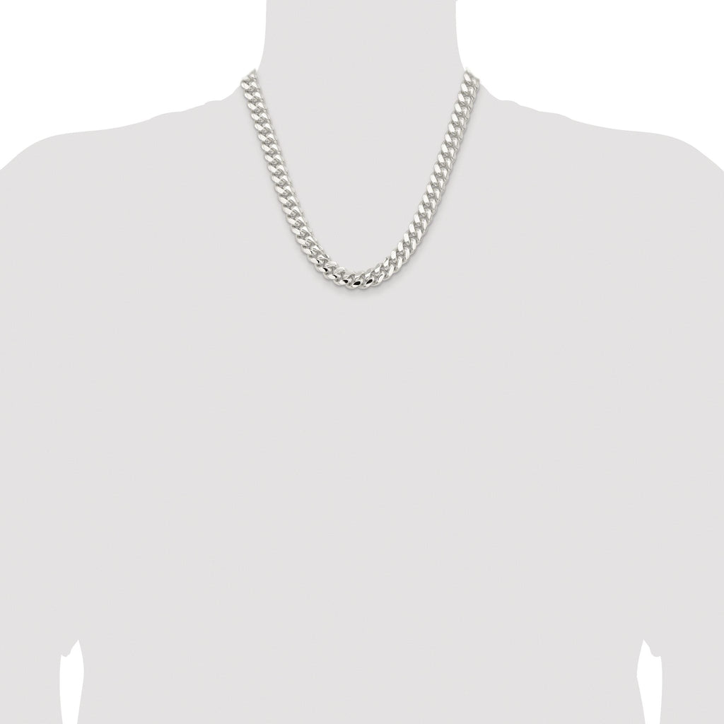 Sterling Silver Rhodium-plated 10.7mm Polished Domed Curb Chain