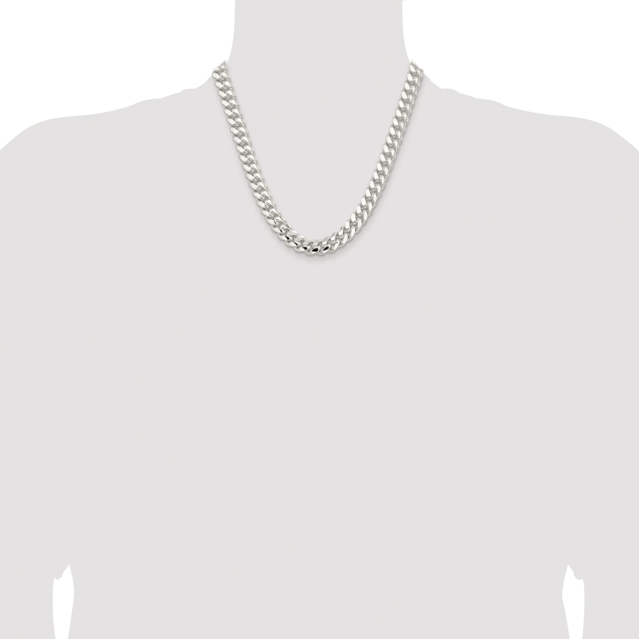 Sterling Silver Rhodium-plated 10.7mm Polished Domed Curb Chain