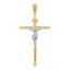 14K Two-Tone Gold Crucifix Pendant with Polished Finish  Solid and Elegant Design