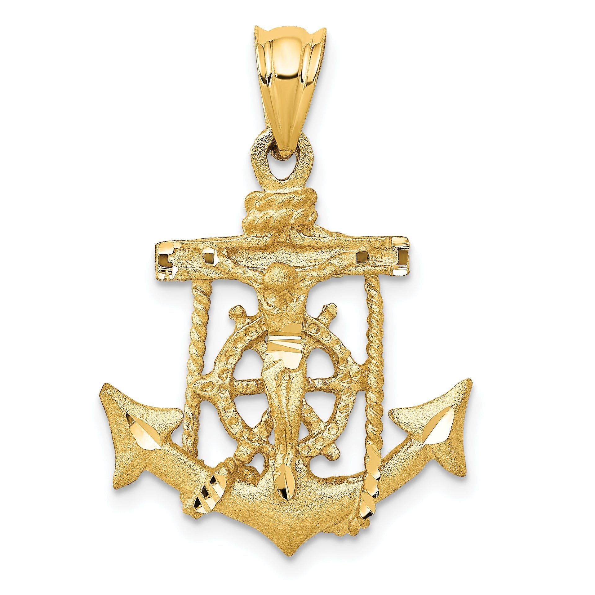 14K Gold Mariners Cross Pendant with Anchor Elegant Faith and Strength Symbol Main image