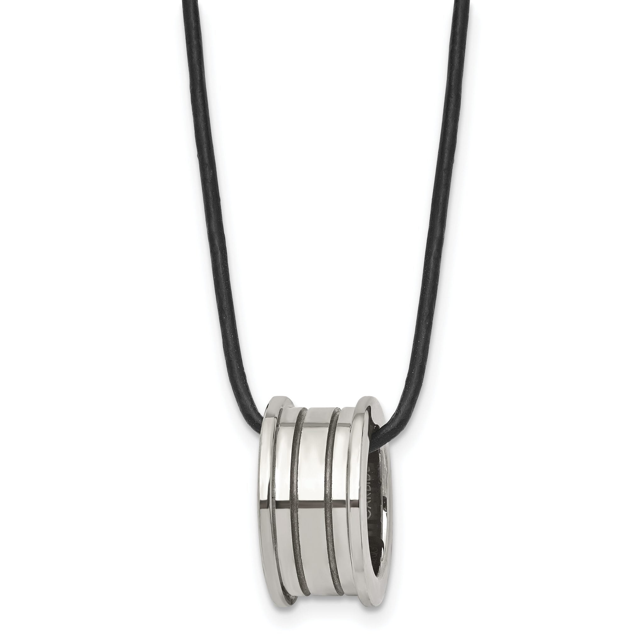 Tungsten Polished Leather Cord 18in Necklace Main image