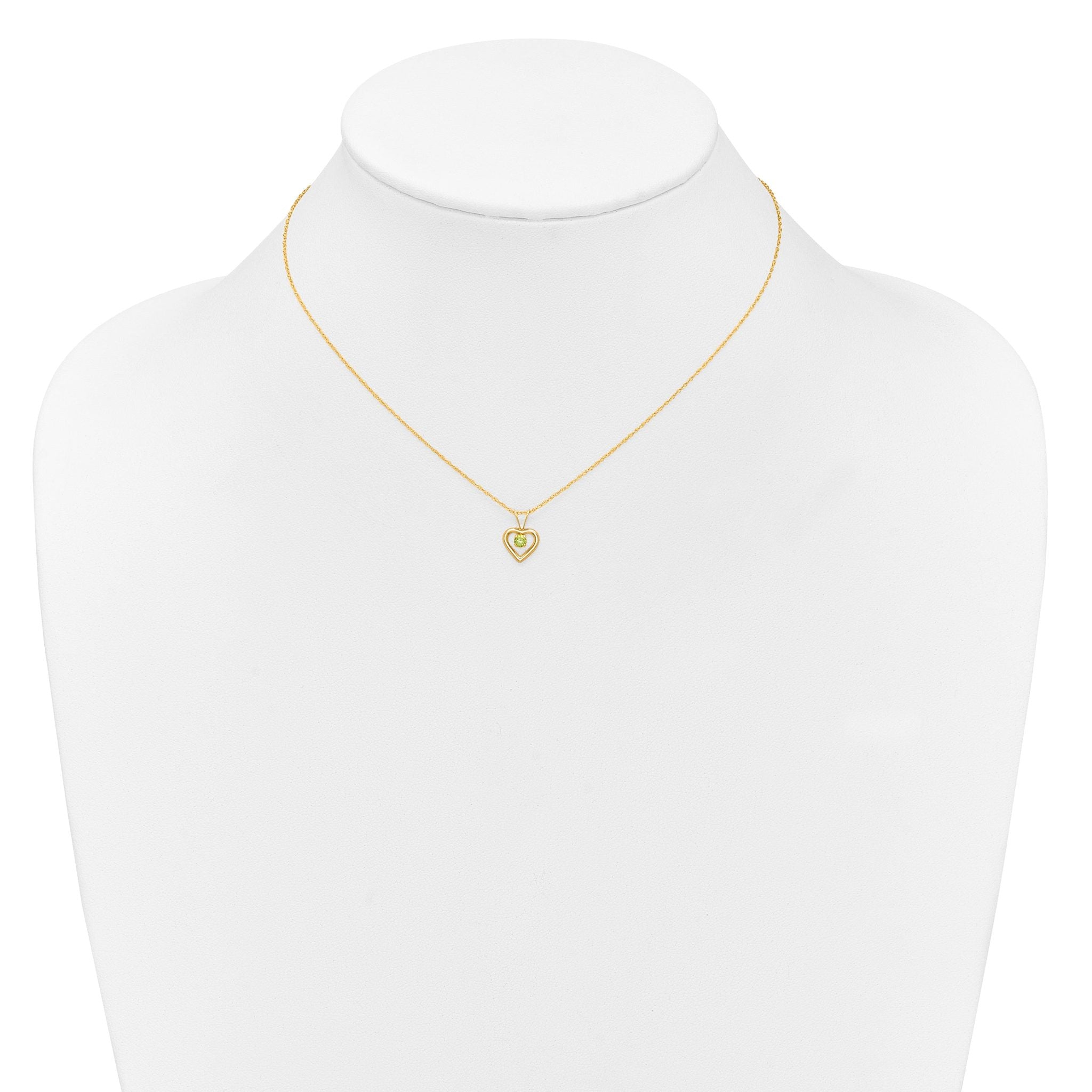 10k Madi K 3mm Peridot Heart Birthstone Necklace
