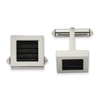 Polished Titanium Black IP-Plated Wire Cuff Links