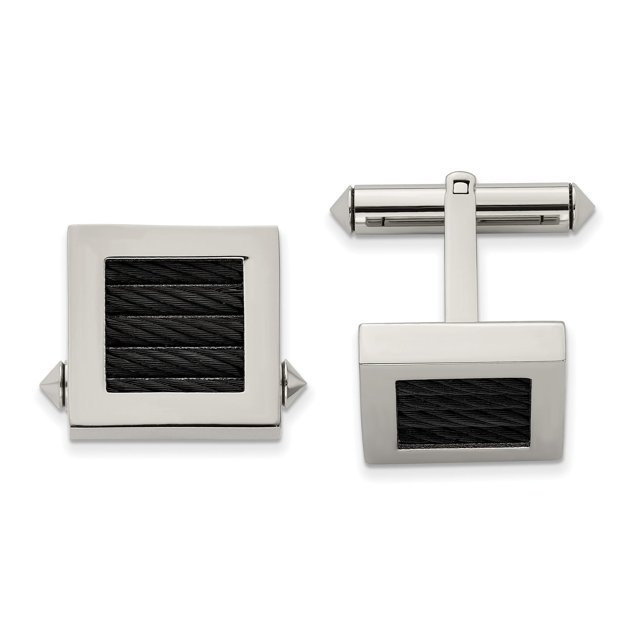 Polished Titanium Black IP-Plated Wire Cuff Links