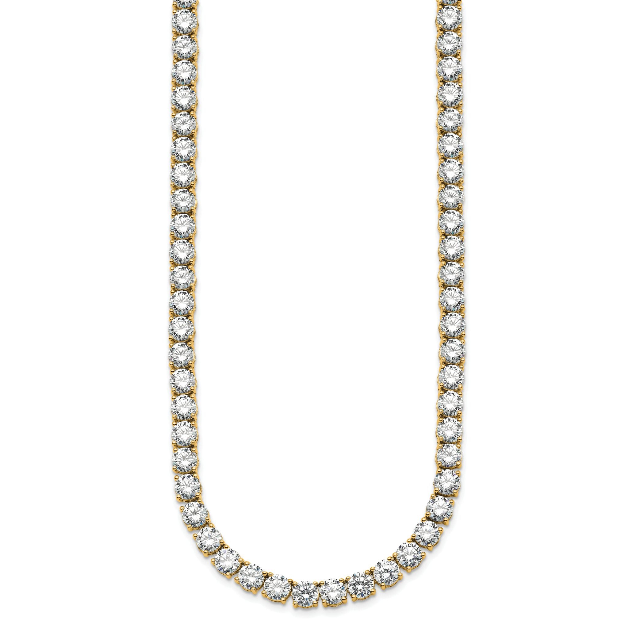 14k 74 1/4 carat Lab Grown Diamond VS/SI+ G+ Complete Round 24 inch Straight Tennis Necklace