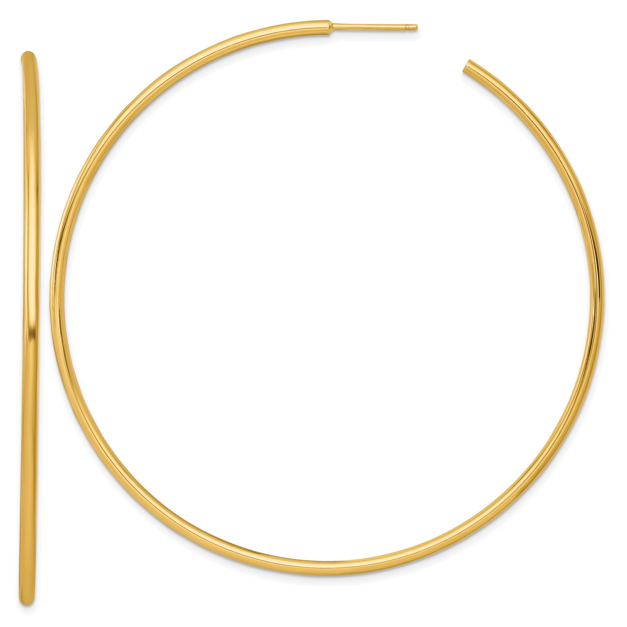 14k Polished 2.0 x 75mm Tube C-Hoop Post Earrings Main image