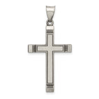 Sterling Silver 925 Latin Cross Pendant with Polished Antiqued Finish