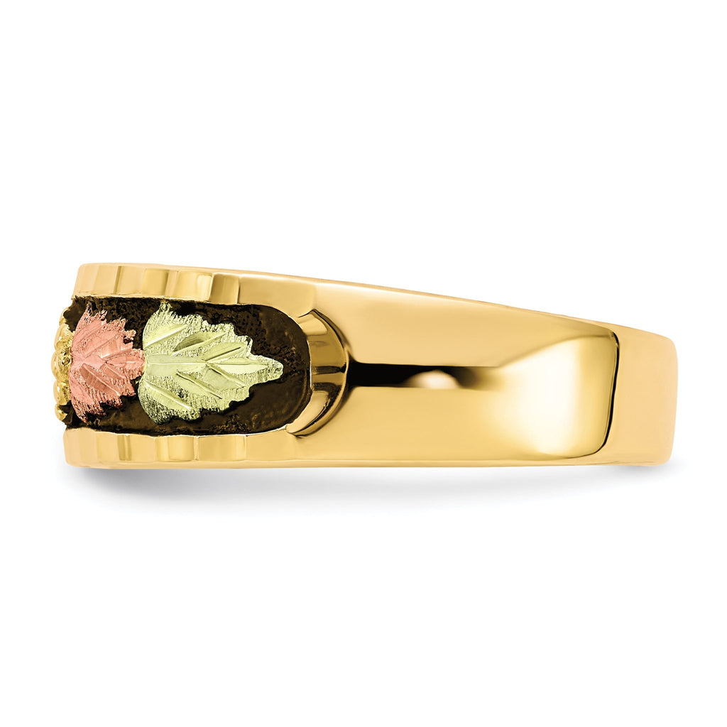 10k Tri-color Black Hills Gold Men's Antiqued Ring