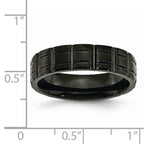 Notched Wedding Band in Titanium with Black IP Plating, 6mm