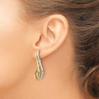 14K Two-tone Polished Diamond-cut Twisted J-Hoop Post Earrings