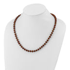 Sterling Silver Rhodium-plated 6-7mm Brown Near-Round Freshwater Cultured Pearl 7.25 inch Bracelet