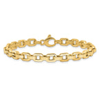 14K Gold Polished & Textured Fancy Link Bracelet