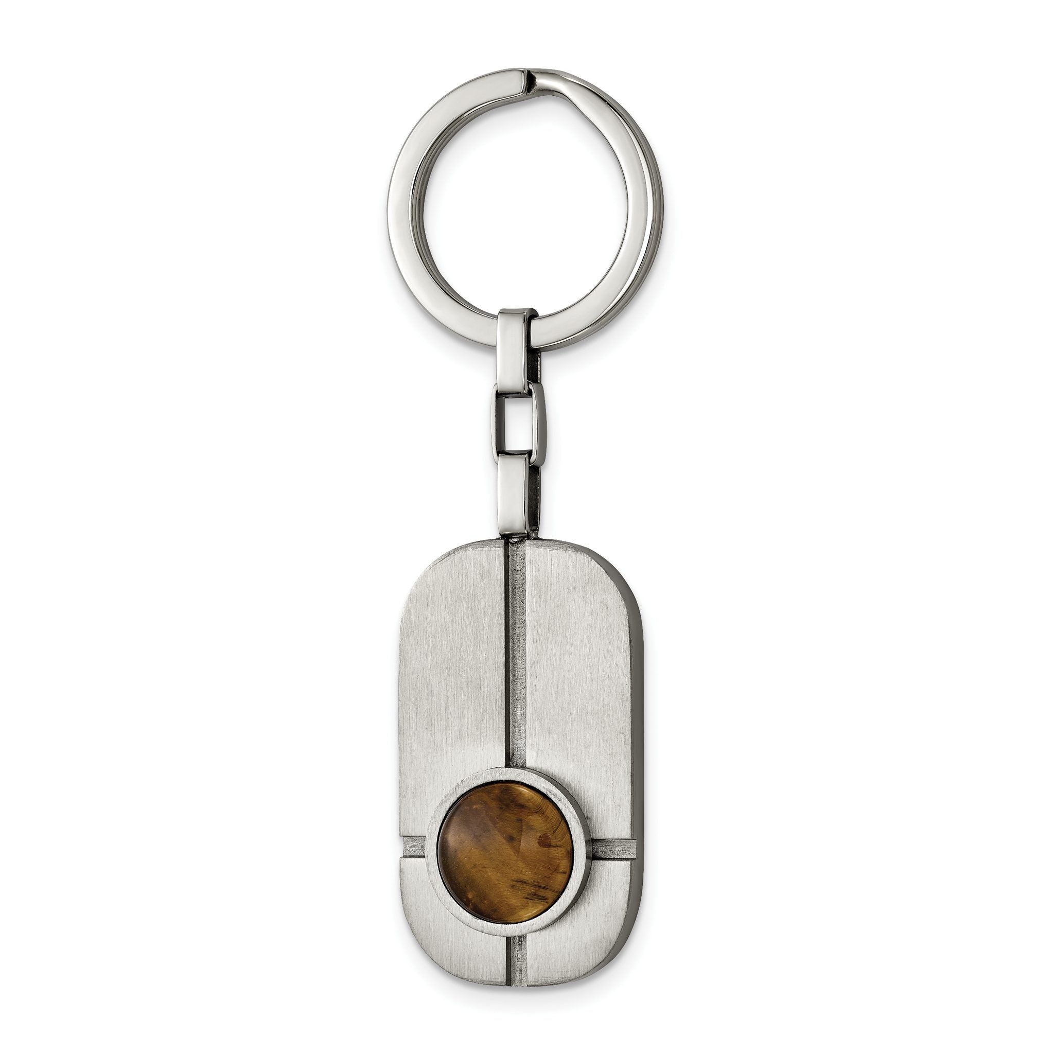 Tiger's Eye Key Ring in Stainless Steel