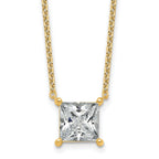 14k 3 1/2 carat Lab Grown Diamond VS+ F+ Princess Complete Four Prong 18 inch Pendant Necklace