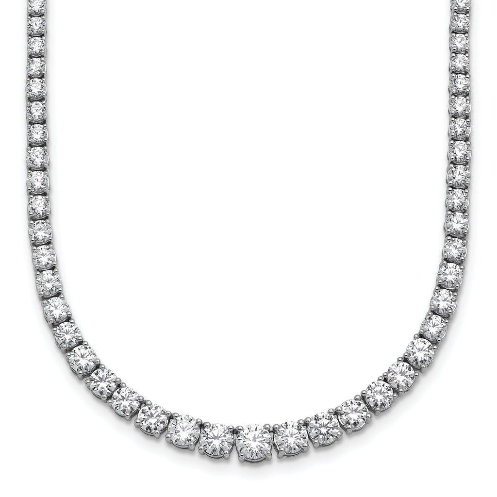 14k White Gold 9 7/8 carat Lab Grown Diamond VS/SI+ G+ Complete Round 18 inch Graduated Tennis Necklace