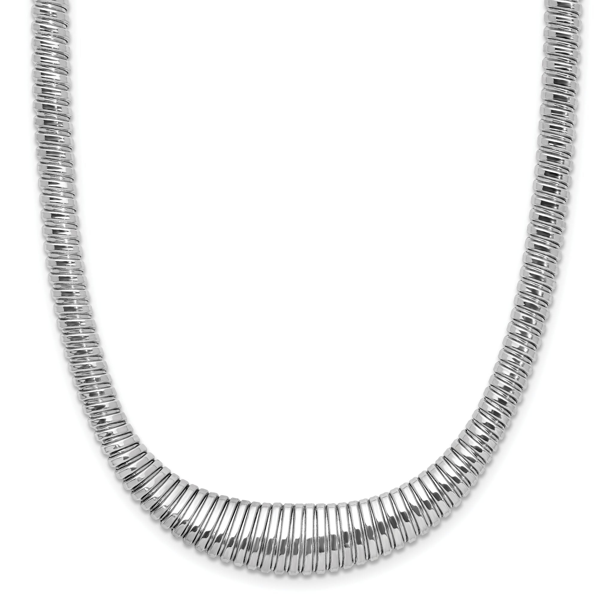 Sterling Silver Rhodium-plated Polished/Grooved Flexible Necklace Main image