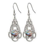 Stainless Steel Polished Filigree Drop Dangle Earrings for Women