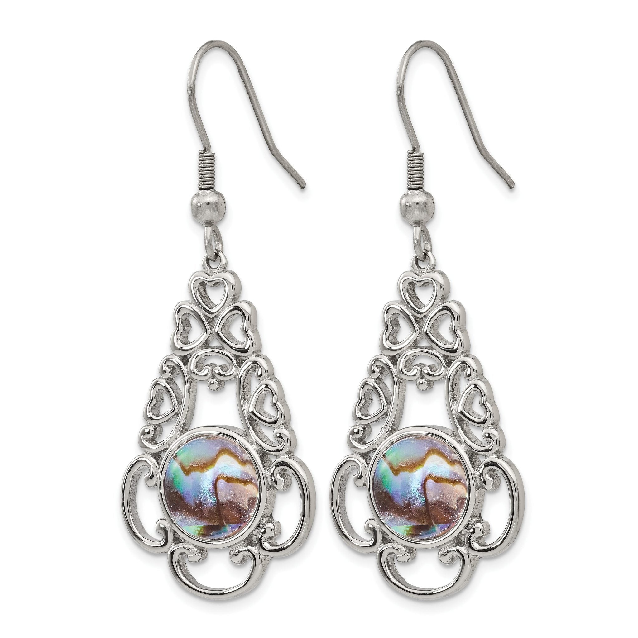 Stainless Steel Polished Filigree Drop Dangle Earrings for Women