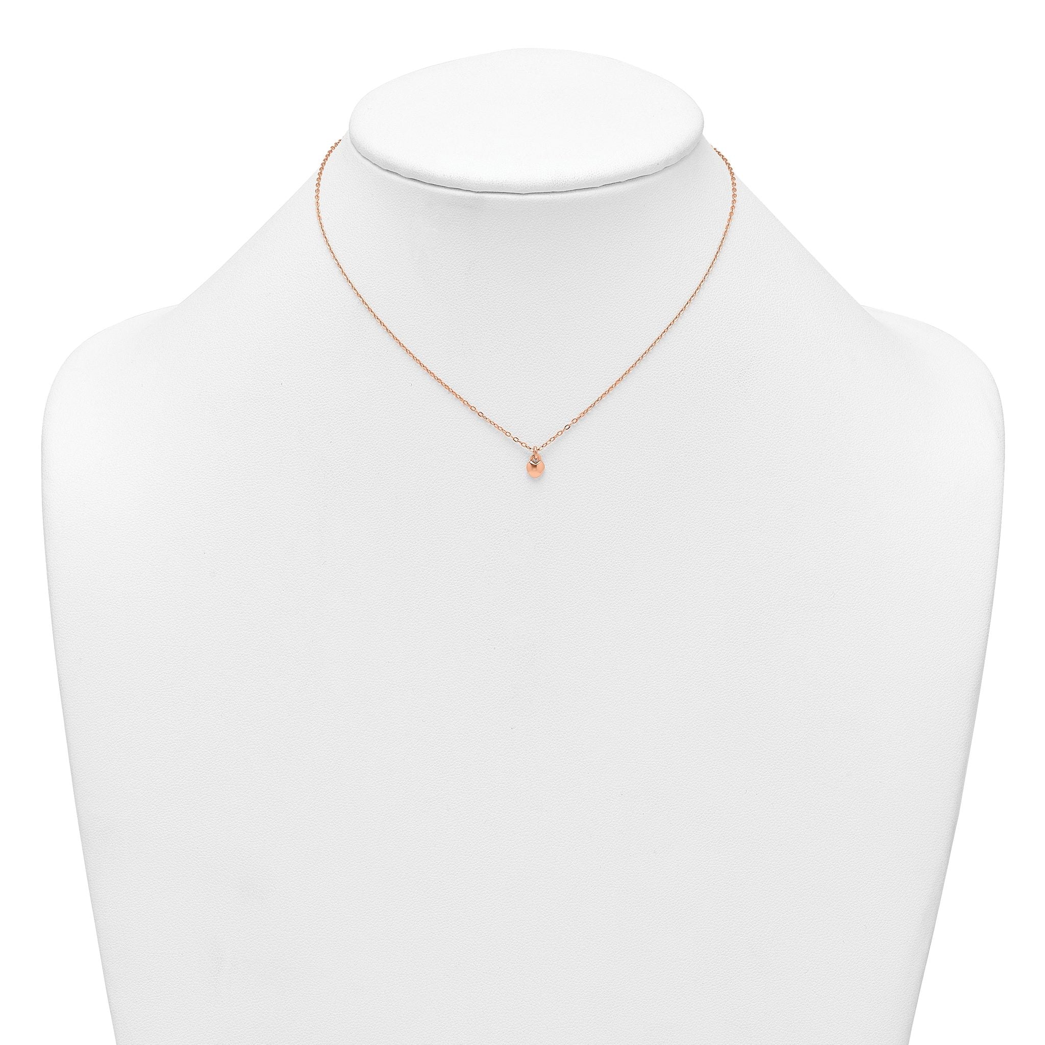 Sterling Silver Rose-tone Polished Heart Childrens 14 inch Necklace