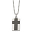 Chisel Stainless Steel Polished Carbon Fiber Inlay Cross Pendant on a 22 inch Ball Chain Necklace