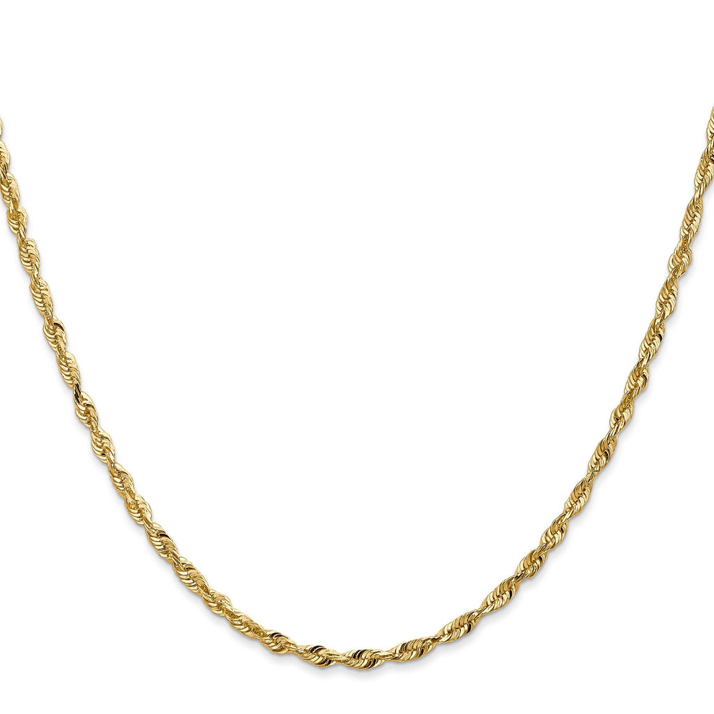 14K 7 inch 2.5mm Ultra Diamond-cut Rope with Lobster Clasp Chain
