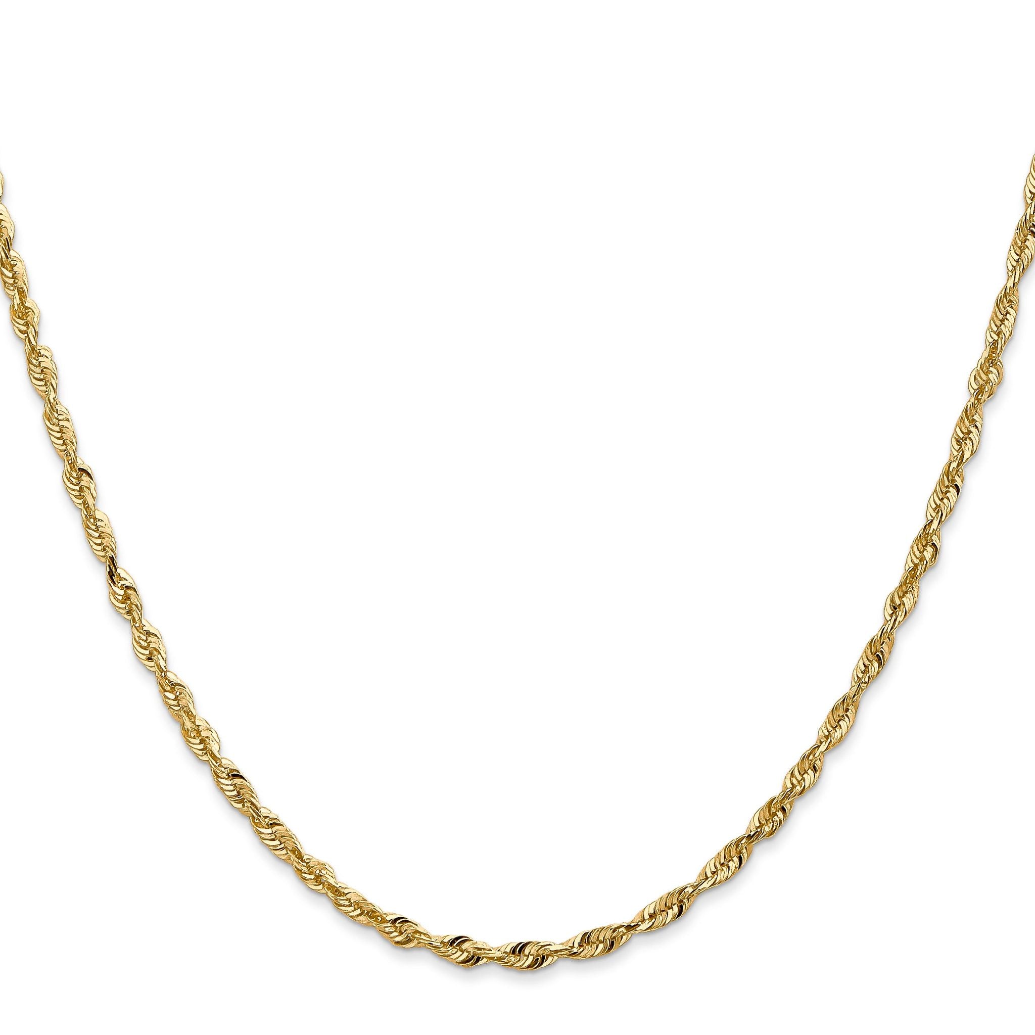 14K 7 inch 2.5mm Ultra Diamond-cut Rope with Lobster Clasp Chain