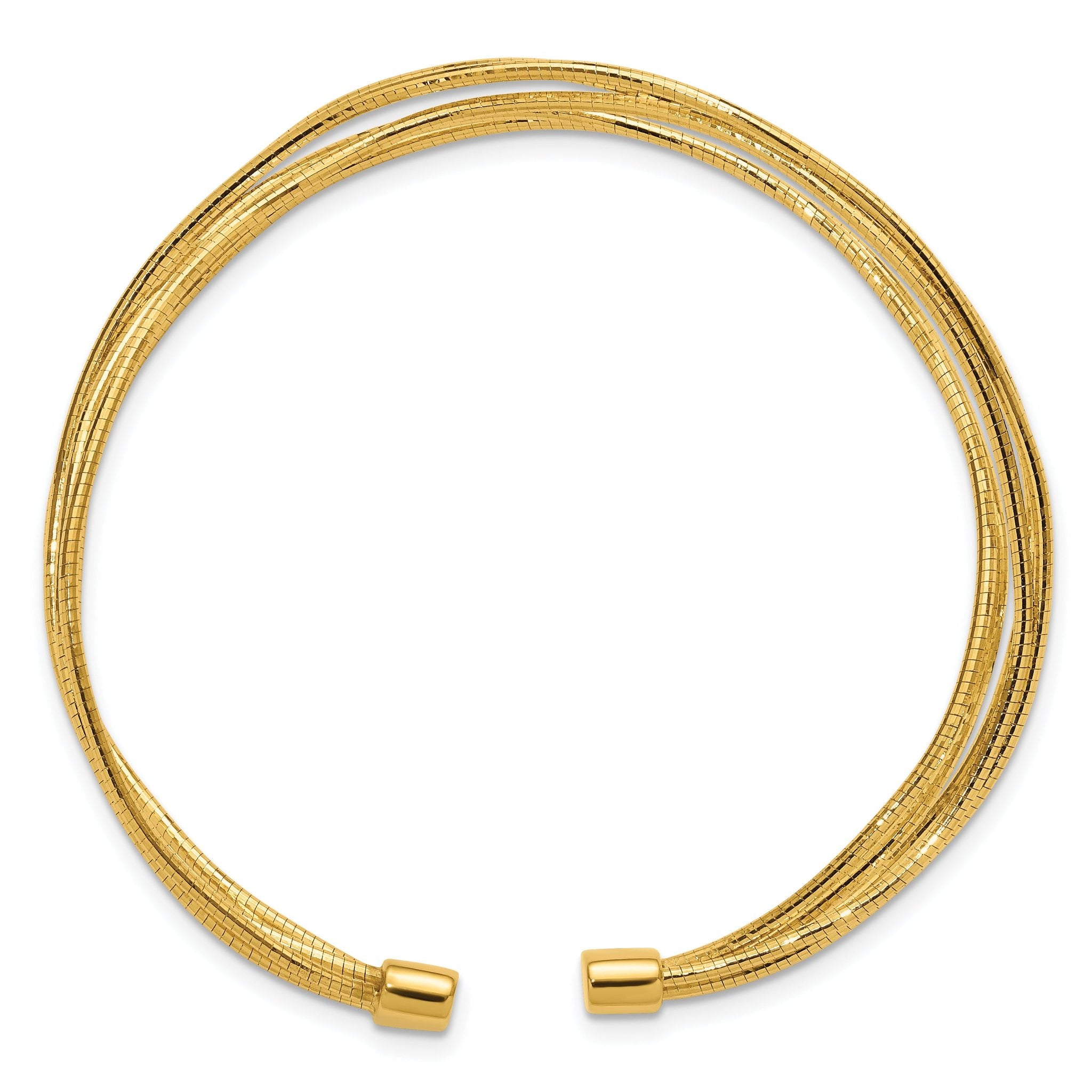 SS Gold-plated Polished and Textured Multi-strand Twist Cuff Bangl