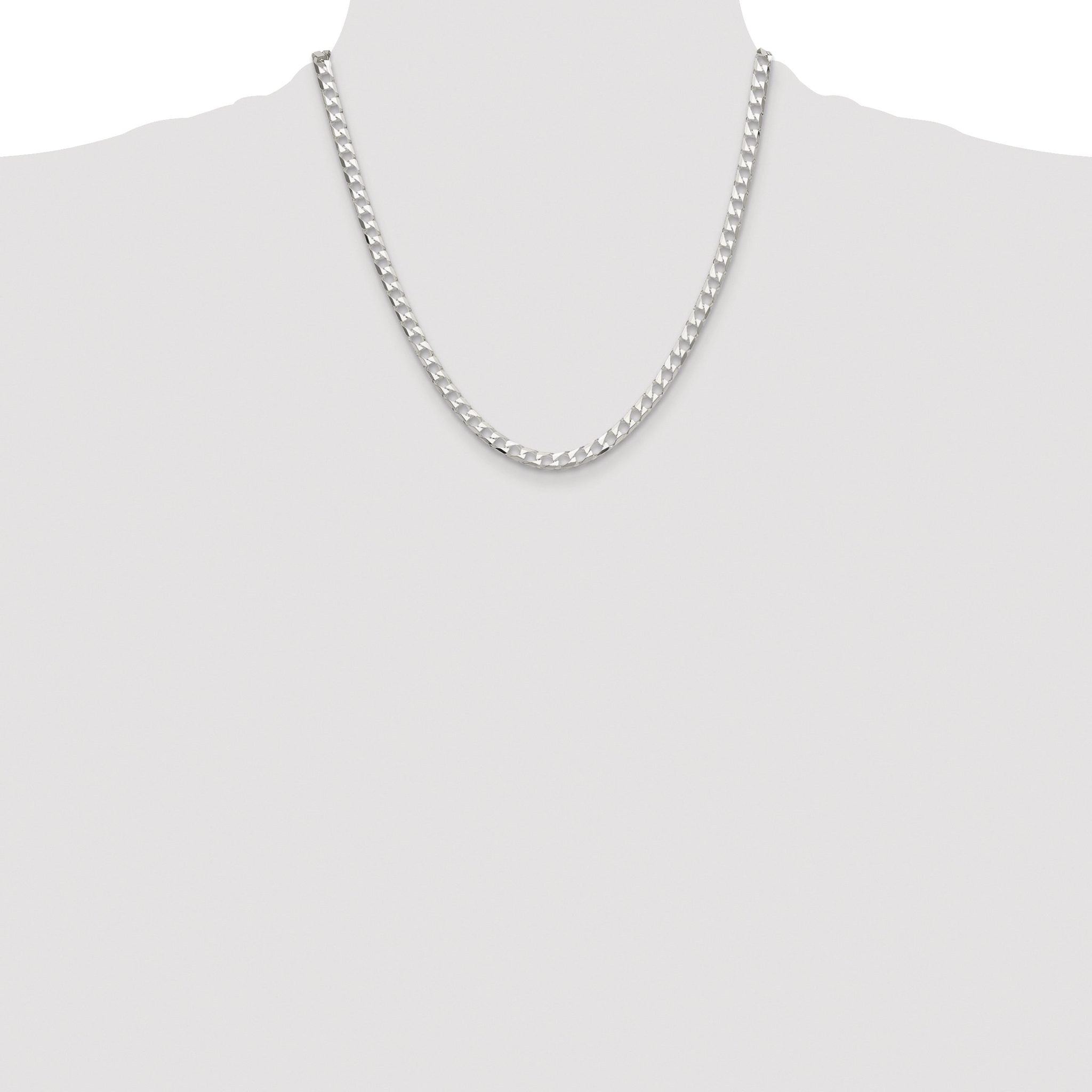Sterling Silver Rhodium-plated 5mm D/C Square Curb Chain