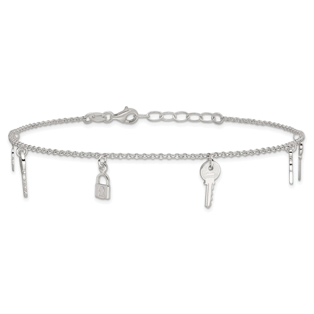 Lock & Key Anklet in Sterling Silver