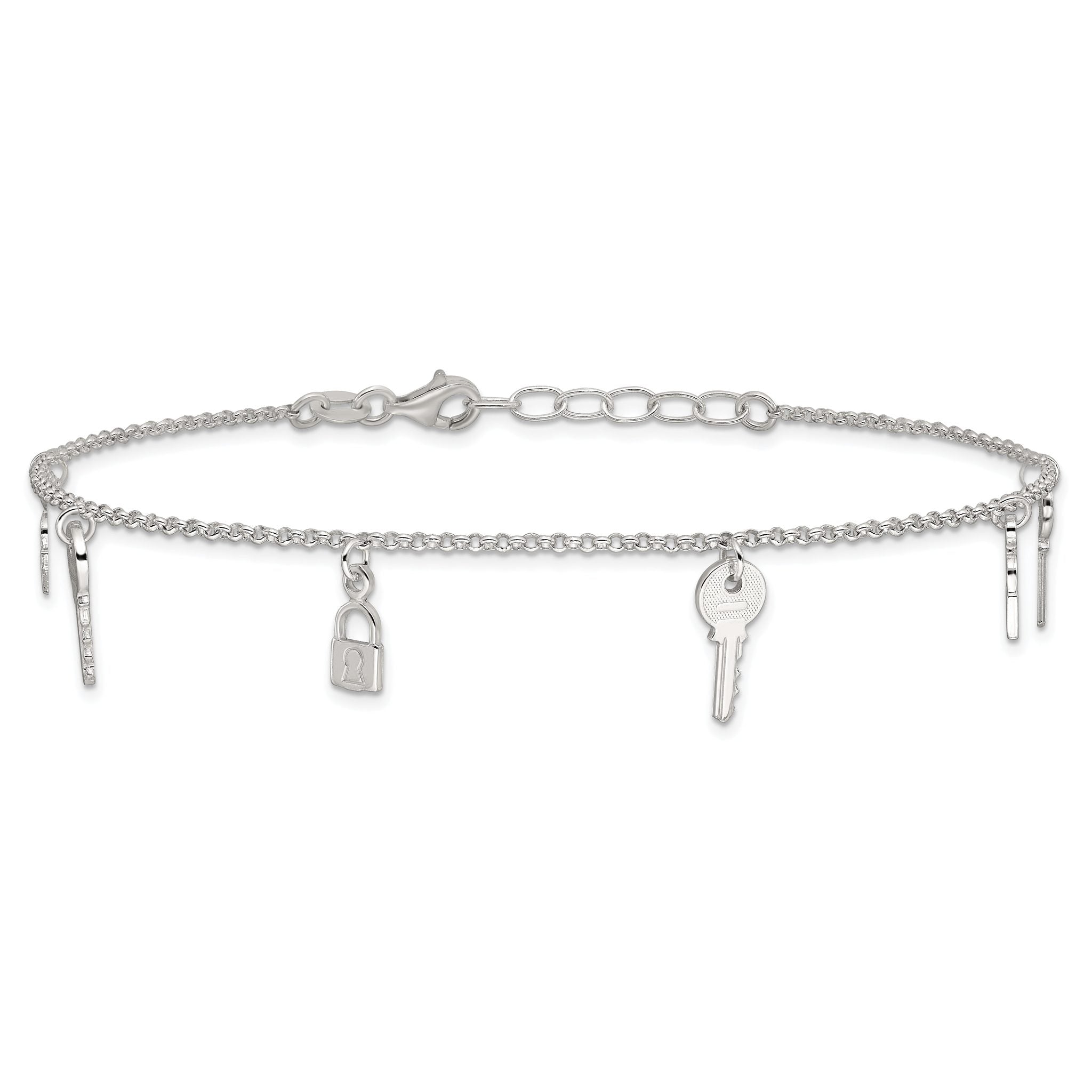 Lock & Key Anklet in Sterling Silver