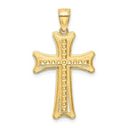 14K Gold Diamond-Cut Cross Pendant with Open Back Design