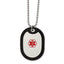 Chisel Stainless Steel Polished with Red Enamel and Removeable Black Rubber Medical ID Dog Tag on a  24 inch Ball Chain Necklace