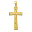 14K Gold Cross Pendant with Satin Finish and Diamond-Cut Details
