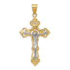 14K Two-Tone Gold INRI Fleur De Lis Crucifix Pendant