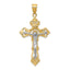 14K Two-Tone Gold INRI Fleur De Lis Crucifix Pendant