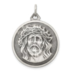 Sterling Silver 925 Ecce Homo Antiqued Medal Pendant Solid Vintage Charm