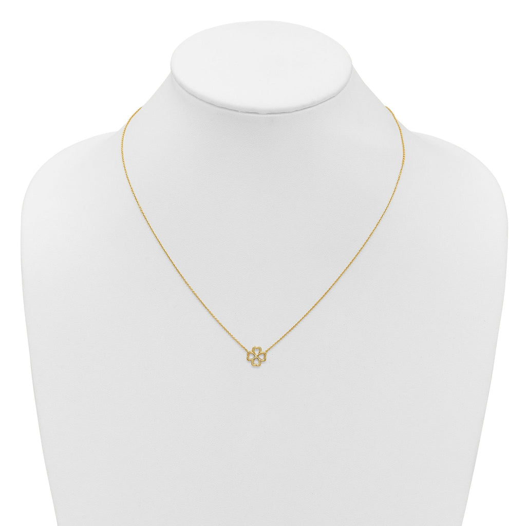 14K Polished 4-Leaf Clover w/2in ext. Necklace